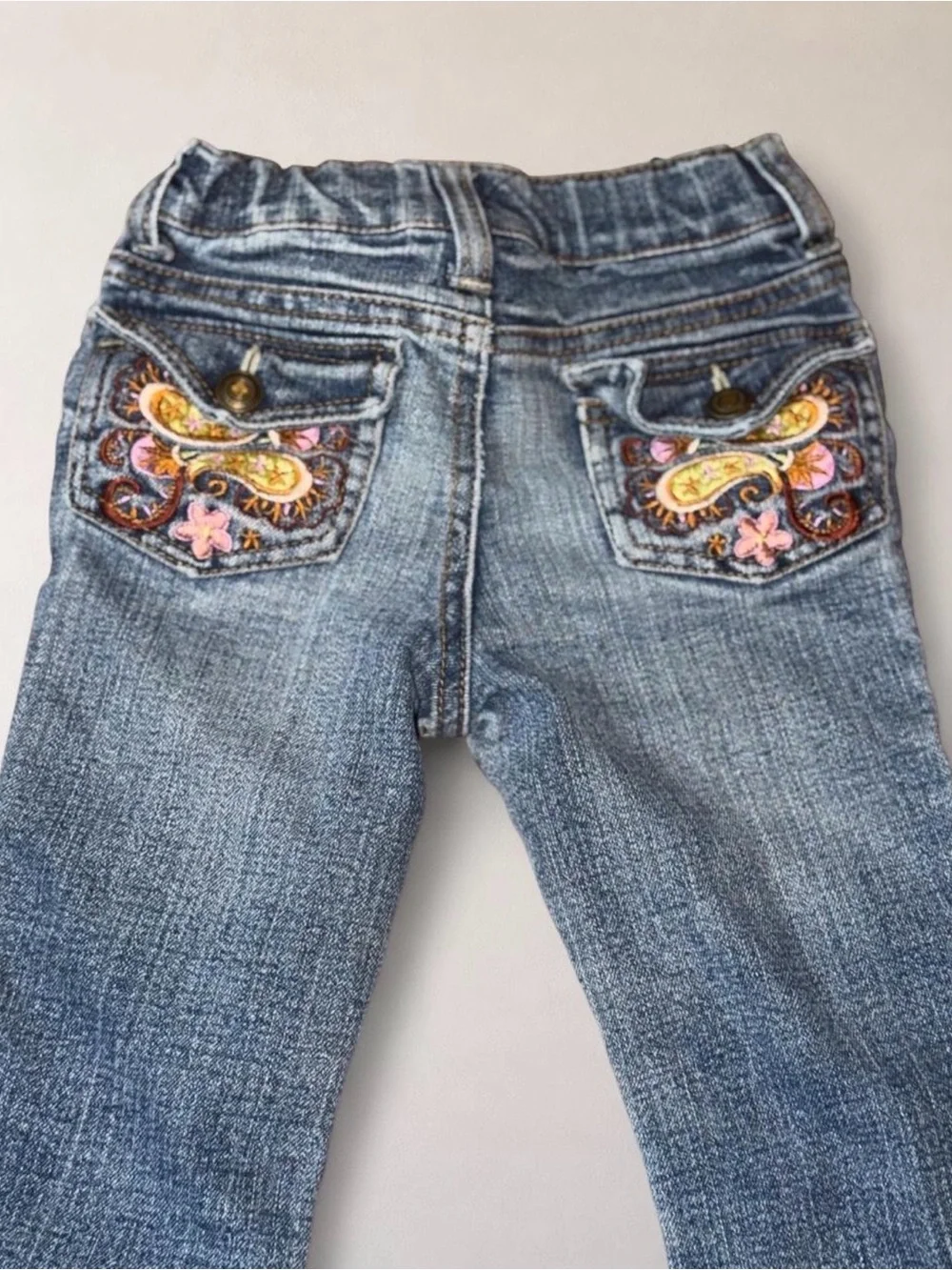 Cherokee Blue Denim Flare Jeans with Butterfly Embroidery